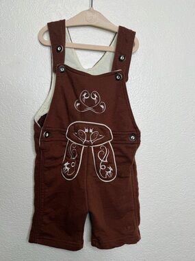 Schoneberger Trachten Couture Baby Romper Lederhosen Brown Sz 3-6 Months German